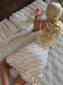CottageSlumber Áo ngủ hai dây dệt kim jacquard họa tiết hoa nhí lãng mạn dành cho nữ. - Nhiều màu - Xem 3
