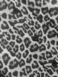 Franclia Women's Casual Loose Long Sleeve Shirt, Leopard Print Pattern, Simple And Versatile For Everyday Wear, Autumn/Winter - Multicolor - View 5