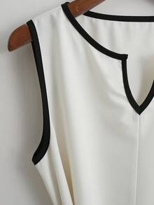 Franclia 女士撞色极简无袖衬衫，春夏款 - 杏色 - 查看 3