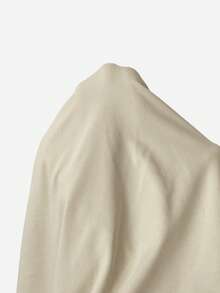 SHEIN BAE Plus Size Women Solid Color Long Sleeve Asymmetric Collar Bodysuit - Apricot - View 7