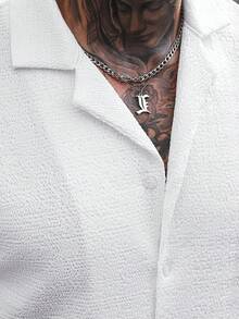 Manfinity CasualCool Men's Mandarin Collar Textured Casual Shirt - White - View 6