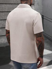 Manfinity CasualCool Áo sơ mi nam tay ngắn màu trơn, kiểu dáng thường ngày, thích hợp cho mùa hè. - Màu be - Xem 2