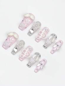 ROMWE Anime 10 Wings Music Note Star Fake Nail Plate And A Piece Of Double-Sided Tape - Multicolor - View 3