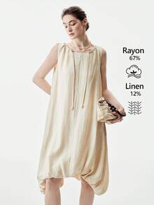 SHEIN LUNE Damen Lässig ärmelloses einfarbiges Kleid, Sommer - Hellgelb - Übersicht 1