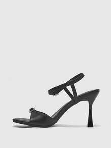 CUCCOO BIZCHIC Sandal Wanita Seksi Hak Kitten dengan Tali Silang dan Gesper, Musim Panas - Hitam - View 10