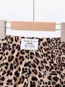 SHEIN Sparklyn 年轻女孩和年轻女孩休闲宽松豹纹直筒裤，适合日常穿着，可搭配各种合身短款T恤或运动衫，秋季