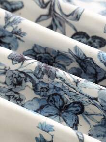 GlowEve Women's 2026 Spring/Summer New Elegant Vacation Blue & White Printed Short Sleeve Jumpsuit - Blue and White - View 6