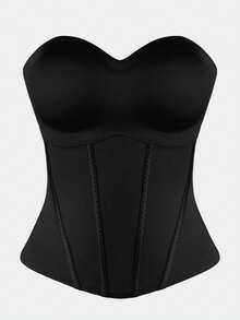 NudeFit 1 buah Pakaian Dalam Pembentuk Tubuh Wanita dengan Cup Katun, Tanpa Tali Bahu, Anti Selip, Pengontrol Perut yang Ampuh, Atasan Pembentuk Tubuh yang Nyaman - Hitam - View 3