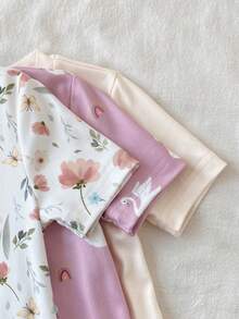 6件套女童卡通动物印花休闲短袖上衣和短裤睡衣套装 - 彩色 - 查看 3