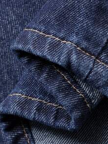Dazy Plus Bộ đồ denim 2 mảnh dành cho nữ cỡ lớn, áo denim dài tay dáng rộng và quần jeans ống đứng, thích hợp cho mùa xuân/thu. - Rửa tối - Xem 3