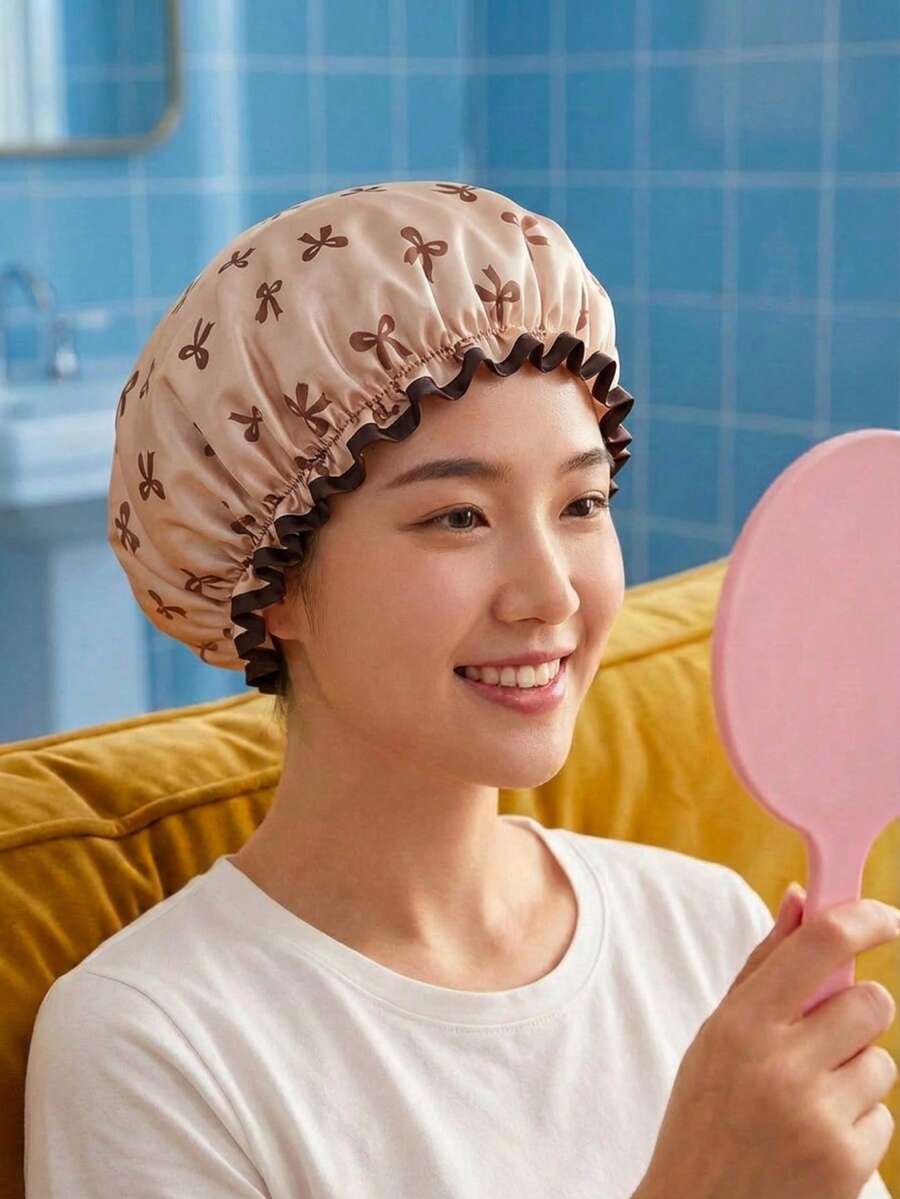 Joivida 淋浴厨房两用防水帽 - 双层可重复使用发罩，保护头发免受水、蒸汽和油脂的侵害 - 彩色 - 查看 1