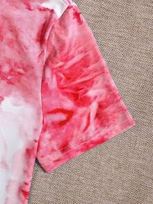 Chiquease Women's Summer Round Neck Short Sleeve Casual T-Shirt With Letter Tie-Dye Print Graphic Tees Women Tops - Multicolor - View 4