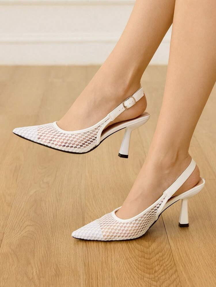CUCCOO HITCHD Women's Pointed Toe Buckle Design Everyday Versatile Fashion High Heels Valentine's Day Elegant Shoes