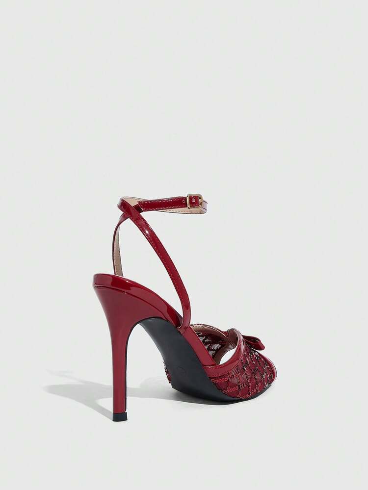 CUCCOO SZL Women's Fashionable & Elegant Commuter Heeled Sandals With Sequin Decor Valentine's Day