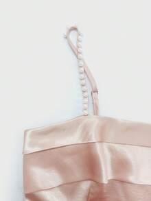 GlowEve New Sleeveless Beaded Design Shiny Fabric Elegant Commuter Young Versatile Daily Fitted Women Short Dress - Pink - View 4