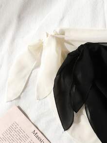 SHEIN 2pcs Tween Girls' Chiffon Beach Cover-Up Dress Set - Black - View 3