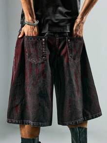 ROMWE MEN Goth Quần short denim nam dáng rộng 5 inch - màu đen - Xem 3