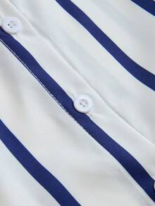 Franclia Women's Elegant Commuter Casual Striped 2 Pieces Set - Blue - View 9