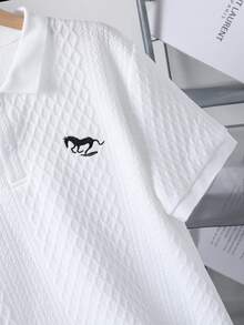 Vacaura 青少年男童撞色罗纹条纹短袖Polo衫 - 白色 - 查看 6