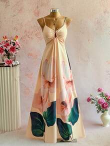 INAWLY 标准尺码女士吊带连衣裙 - 黃色 - 查看 1