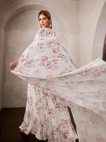 MOTF Soiréza FLORAL PRINTED STRAPLESS LONG DRESS, SUITABLE FOR FORMAL OCCASIONS - Multicolor - View 7