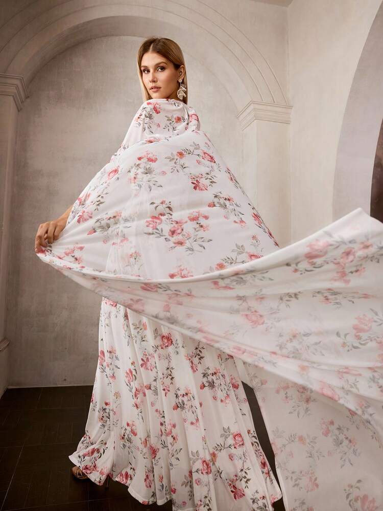 MOTF Soiréza FLORAL PRINTED STRAPLESS LONG DRESS, SUITABLE FOR FORMAL OCCASIONS