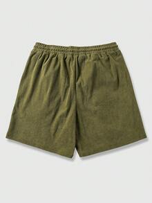 ROMWE MEN Men's Casual Letter Embroidery Drawstring Waist Shorts, Summer - Green - View 2