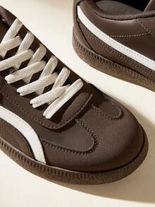 CUCCOO EASI 2026 New Spring Women's Retro Versatile Casual Sports Shoes, Flat White Sneakers - Brown - View 3