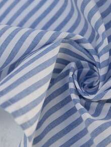 VIVINTIMO Men's Stripe Printed Patch Pocket Front Button Casual Short Sleeve Shirt - Blue - View 5