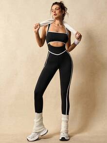 VARSIVA 撞色滚边镂空休闲修身连体裤 - 彩色 - 查看 11