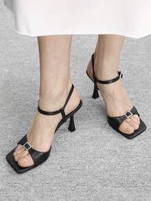 CUCCOO BIZCHIC Sandal Wanita Seksi Hak Kitten dengan Tali Silang dan Gesper, Musim Panas - Hitam - View 8