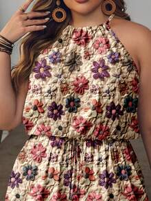 SHEIN VCAY Mono sin mangas con estampado floral de talla grande - Multicolor - Ver 5