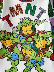 TEENAGE MUTANT NINJA TURTLES | SHEIN 男童卡通海龟字母印花长袖上衣和裤子舒适贴身睡衣套装，春秋季 - 綠色 - 查看 5