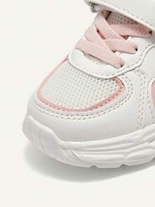 Cozy Pixies Spring / Summer Fashion Versatile Fun Cute Contrasting Colors Pink White Love Embroidery Soft Bottom Baby Sneakers College Style Mother's Day - White - View 8