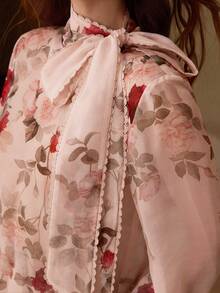 MOTF PREMIUM WOMEN'S ROMANTIC ELEGANT FLORAL PRINTED LONG SLEEVE BLOUSE, SPRING/SUMMER - Multicolor - View 5