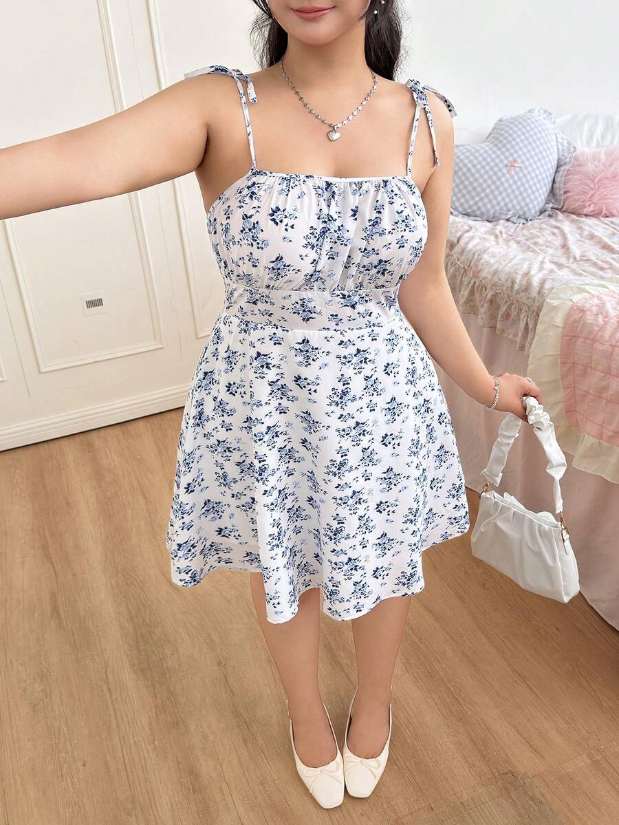 CovetEZ 大码夏季休闲碎花吊带连衣裙 - 彩色 - 查看 1