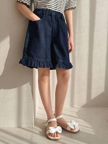 DAZY 少女牛仔短裤 - 藍色 - 查看 6