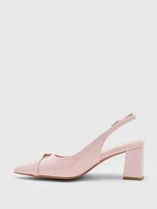 CUCCOO BIZCHIC New Pointed Toe Chunky Heel Pumps For Women, Bowknot Color Block Rivets Closed Toe Fashion High Heels Spring Shoes Spring Break Easter For Christmas Spring Shoes - Light pink. - View 10