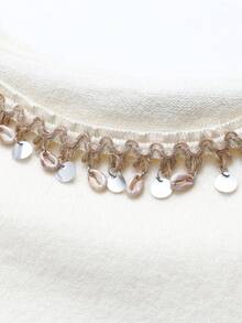 Franclia French Bohemian Style Women Short Sleeve Knit Top - White - View 4