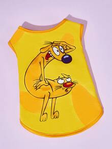 Nick 90s | SHEIN 90er Jahre modischer Hunde-Cartoon-Muster Haustier Tanktop, für Katzen und Hunde, in den Größen XXS bis XXXXXL erhältlich, von extra klein bis extra groß - Gelb - Übersicht 7