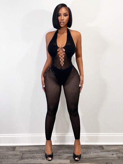 BamGleam Women's Sexy Backless Hollow Out Jumpsuit, Beach Vacation Style