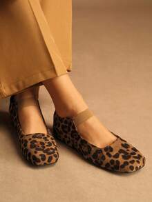 Rosivie Tacones altos de moda y versátiles con estampado de leopardo para uso diario - Marrón - Ver 1