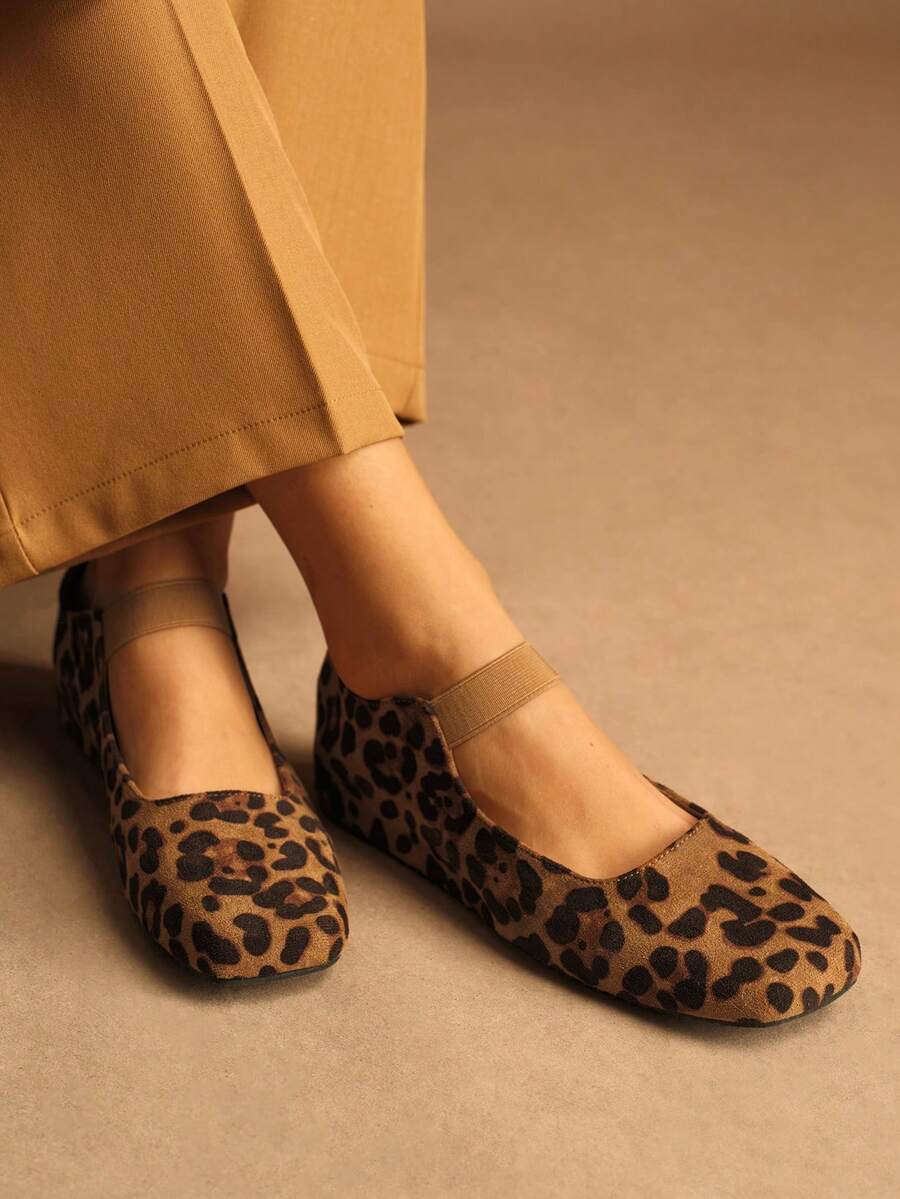 Rosivie Tacones altos de moda y versátiles con estampado de leopardo para uso diario - Marrón - Ver 1