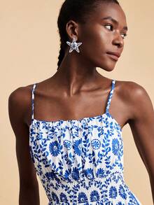 Travachic Women's Summer Bohemian Vacation Floral Print High Slit Waist Cinched Maxi Cami Dress - Multicolor - View 7