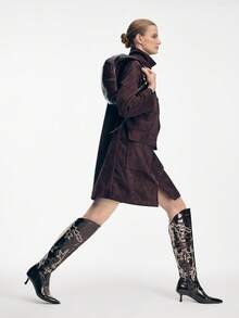 Mnmlis Women's Pointed Toe Elegant High Heel Over-The-Knee Boots, Suitable For Party Occasions Valentine's Day - Brown - View 14