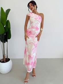 Firerie Đầm đi biển thanh lịch, lãng mạn dành cho nữ, màu hồng và trắng, họa tiết hoa, chất liệu lưới, kiểu dáng ôm sát, vai lệch, thích hợp cho tiệc trà chiều, kỳ nghỉ sang trọng, sinh nhật, hoặc buổi hẹn hò lãng mạn ngày Valentine. - Nhiều màu - Xem 8