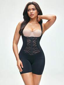 SHAPORA 1pc Women's Mid-Thigh Bodysuit Shapewear - Black - View 3