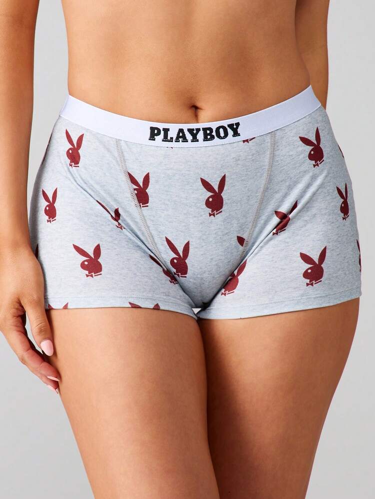 Missguided x Playboy バニープリントのブラとブリーフセット
