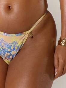 MUSERA 精致印花比基尼泳裤，适合夏季伊比沙岛度假，优雅可爱，海滩节日狂欢波西米亚风，夏日风情 - 鵝黃色 - 查看 6