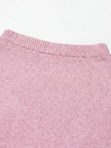 SHEIN LUNE 秋冬新款宽松碎花圆领无袖针织背心搭配A字针织半裙女装两件套 - 淺粉色 - 查看 5